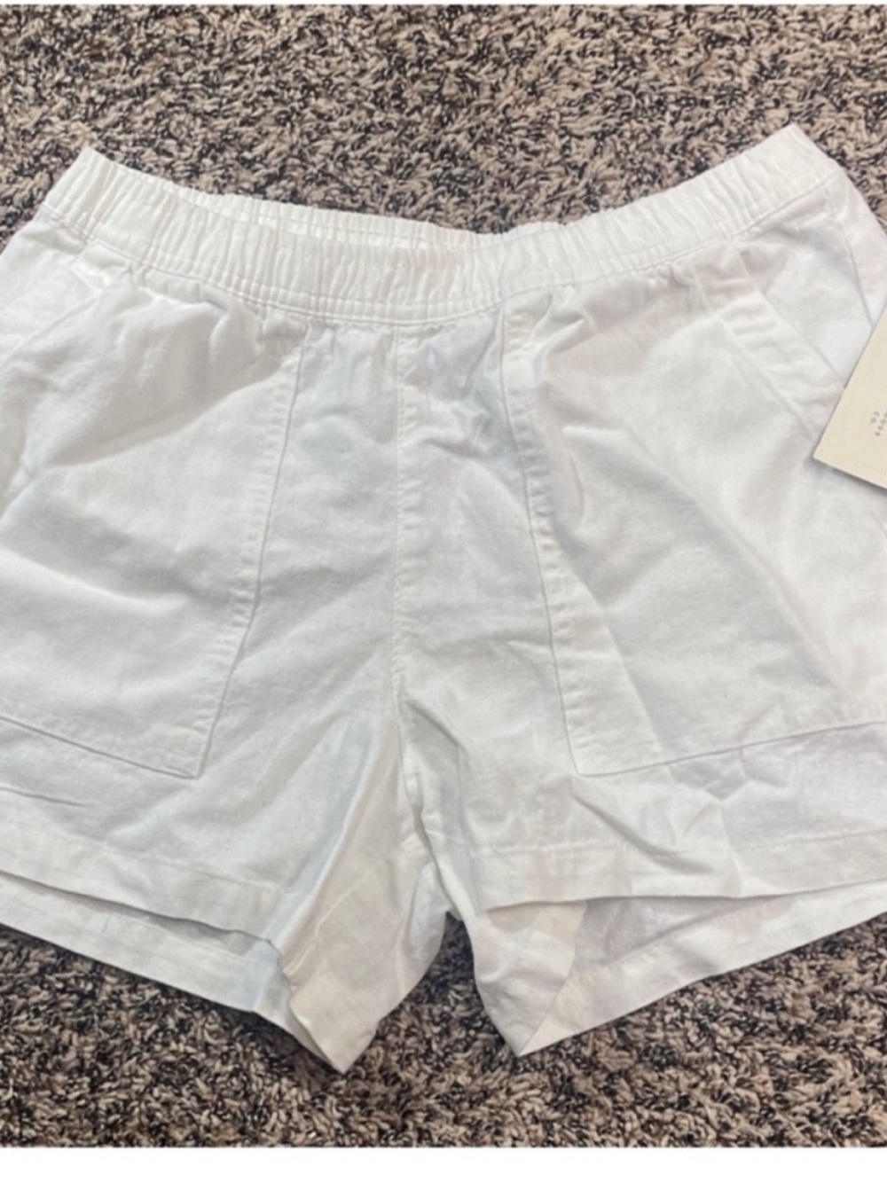 Universal Thread Linen Elastic Waist Pull On Casual Shorts White L NWT